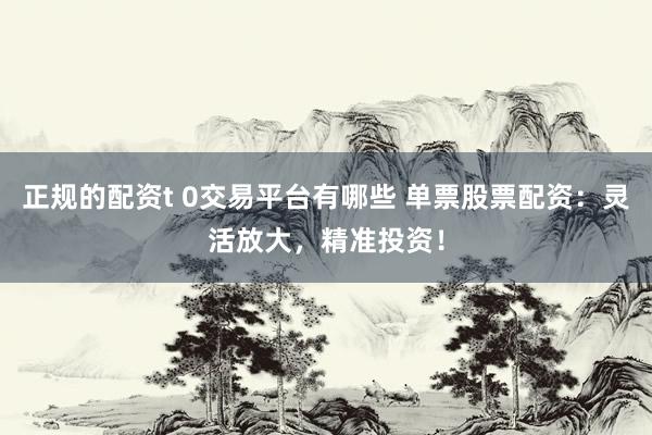 正规的配资t 0交易平台有哪些 单票股票配资：灵活放大，精准投资！
